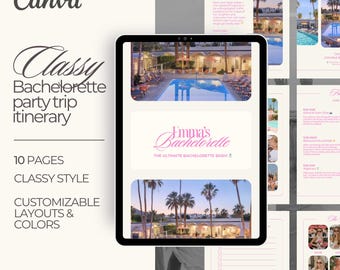 Bachelorette Trip Itinerary Template: Pink, Classy Design (PDF, Canva)