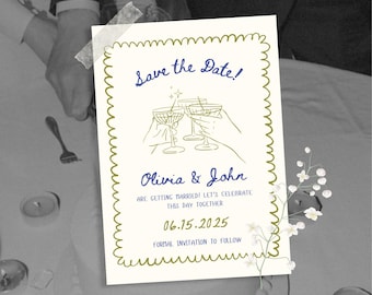 Handwritten Save The Date Template: Scribble Illustration (Canva)