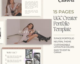UGC Portfolio Canva Template: Minimalist Light Theme (15 Page)