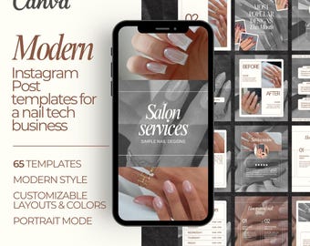Nail Tech Instagram Post Templates: Salon Social Media Branding (Canva Editable)