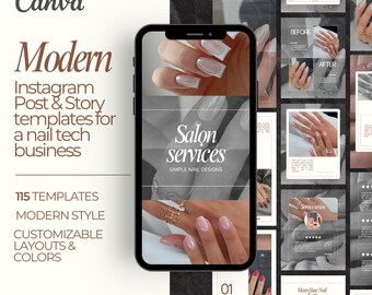 Nail Tech Instagram Templates: Salon Social Media Branding (Canva Editable)