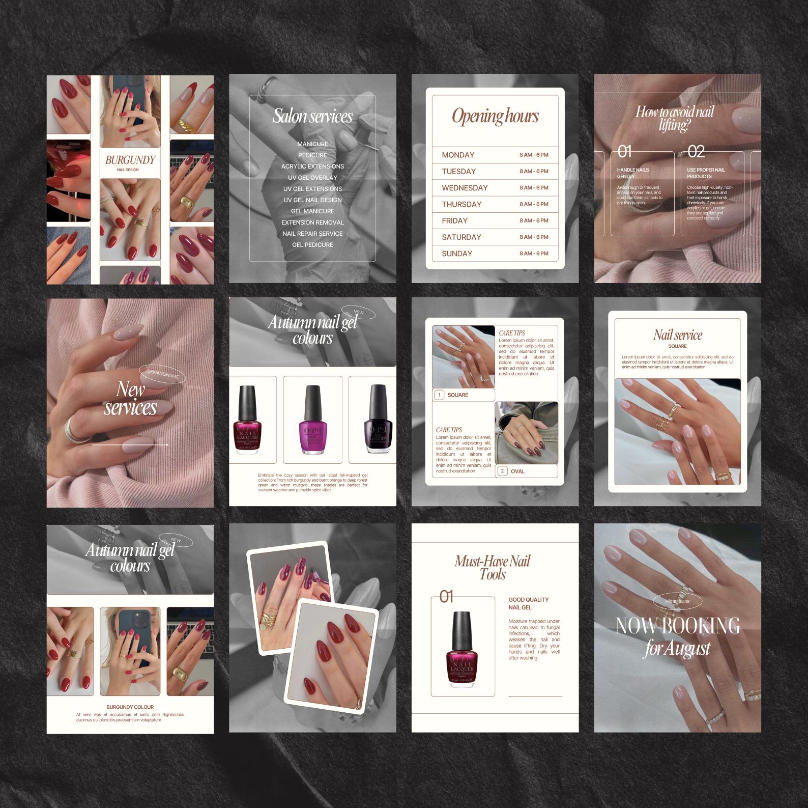 Editable on Canva Nail Tech Artist Salon Business Instagram Post Story ...