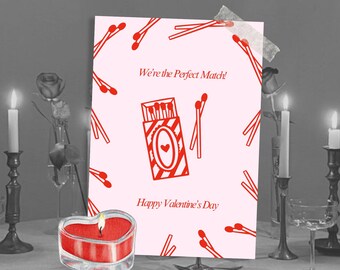 Match Valentine's Day Greeting Card Template | Cute Handwritten Romantic Card Template | Digital Download Printable Template Editable Canva
