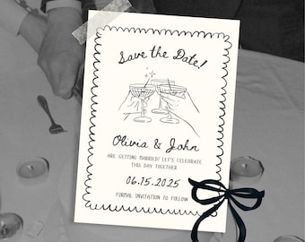 Handwritten Save The Date Template: Whimsical Wedding Invitation (Canva)