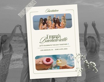 Bachelorette Trip Itinerary Template: Classy Weekend Invitation (Canva PDF)