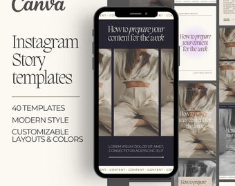 Dark Theme Instagram Story Templates: Modern Canva Layouts (40x)
