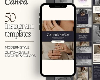 Modern Dark Theme Instagram Post Templates Canva (50x)
