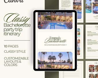 Classy Bachelorette Trip Itinerary Template: Canva Editable (PDF)