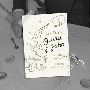 Handwritten Save The Date Template: Whimsical Scribble Illustration (Canva)
