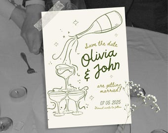 Handwritten Save The Date Template: Whimsical Scribble Illustration (Canva)