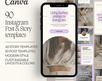 Aesthetic Instagram Story & Post Template Bundle | Instagram Template | Instagram Story Post template Canva | Classic Light Content Template