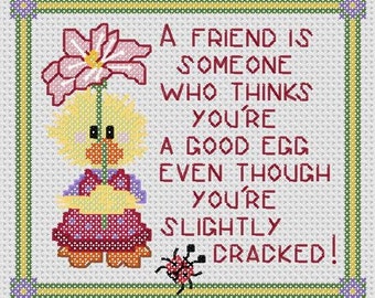 Citaat van een vriend: kruissteekpatroon