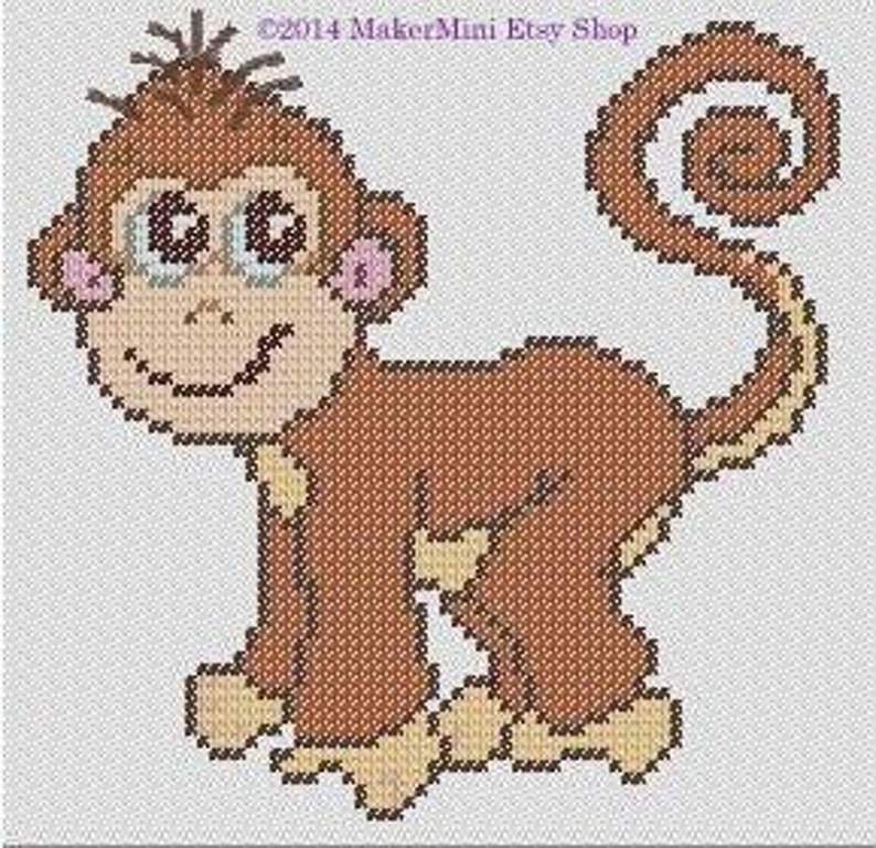 Monkey Cross Stitch Pattern Etsy