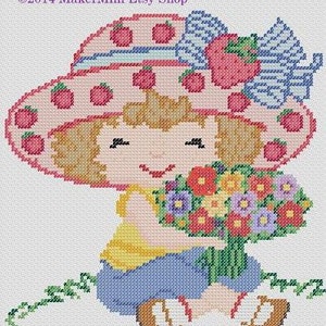 Girl with Strawberry Hat - Cross Stitch Pattern