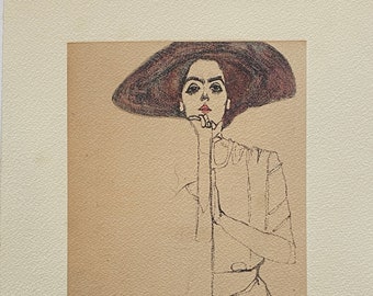 Egon Schiele Radierung, limitierte Auflage