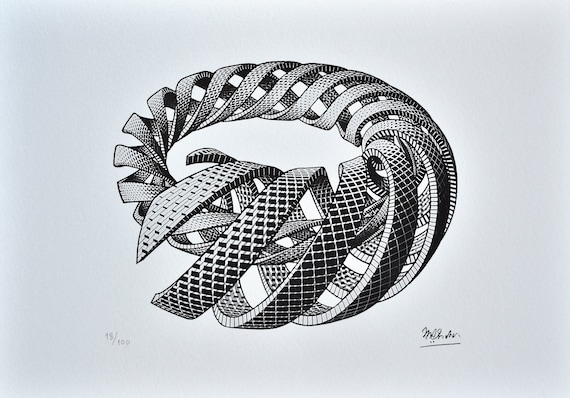 M.C. Escher, Spirals, 1953, Lithograph, Signed Art - Etsy