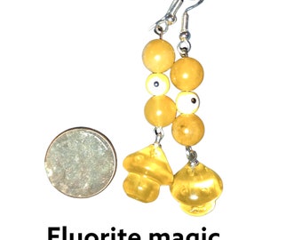 Magic mushroom flourite earrings