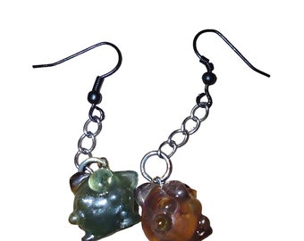 Jigglypuff Pokemon flourite earrings