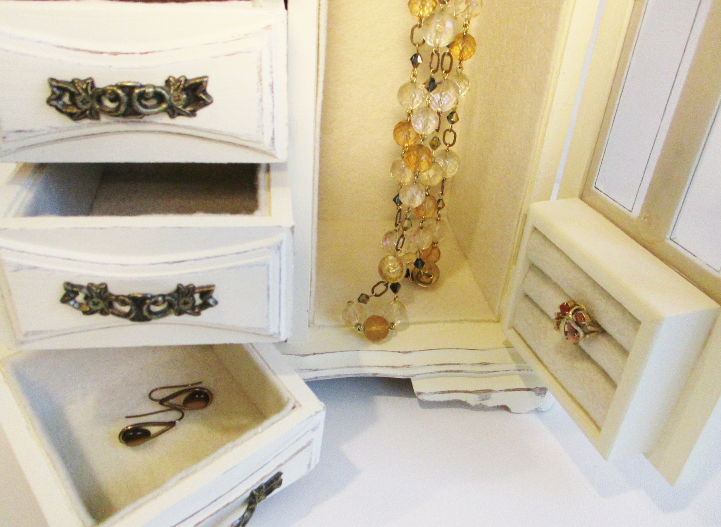 Large Jewelry Box Vintage Musical Jewelry Cabinet Shabby Etsy
