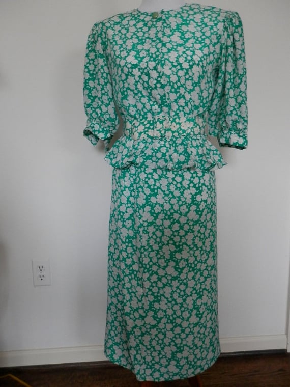 1980s 2 Piece Silk Dress/ Maggie London by Jeannen