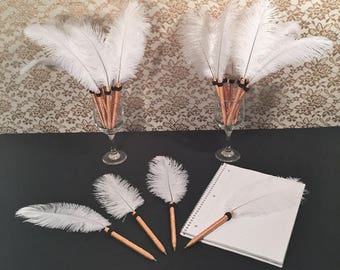 FEATHER PENS HollyWood Theme Wedding Party Favor/GIFT Bridal Shower Favor Bachelorette Party Favor Old HollyWood Glamour Wedding Favor Decor