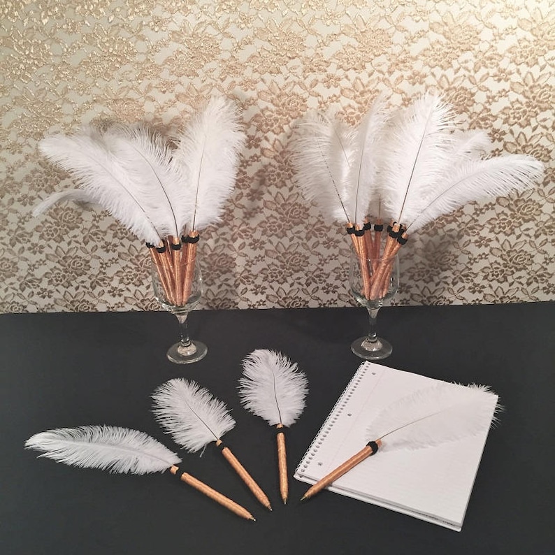 FEATHER PENS Hollywood Theme Wedding Party Favor/gift Bridal Etsy