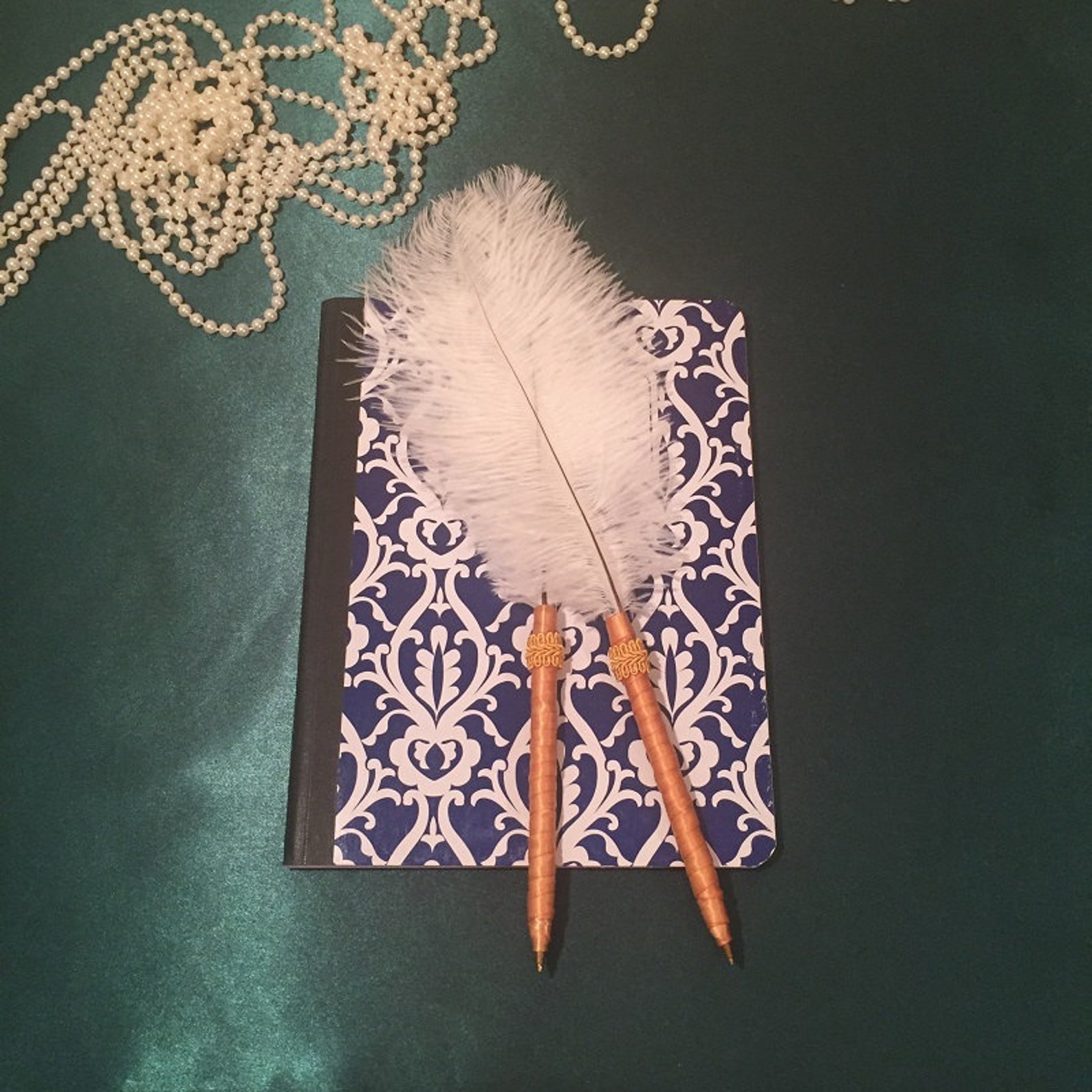 Gold Office Desk Accessories Feather Ballpoint Pen Gold Office Etsy