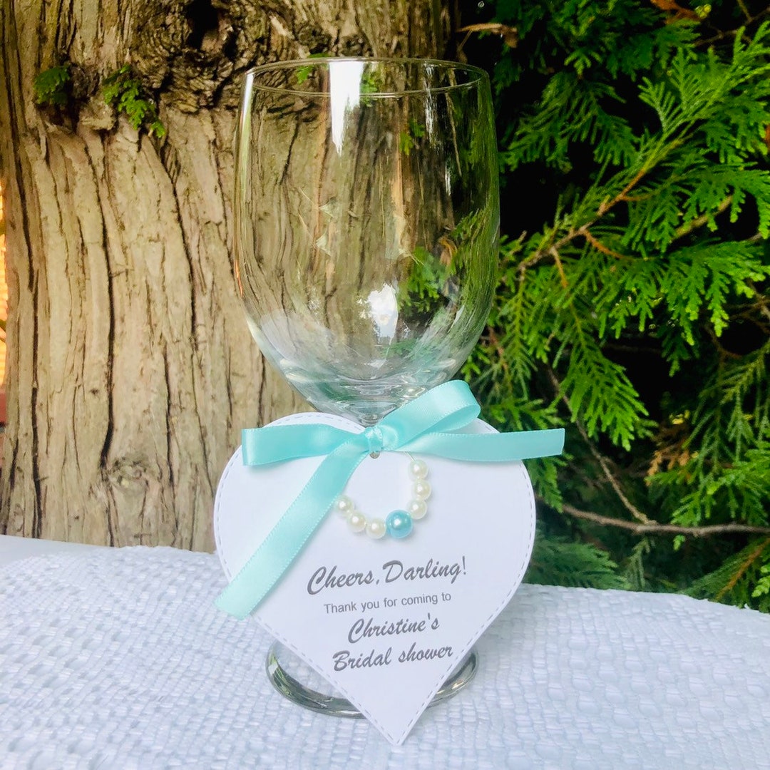 10 WINE GLASS CHARMS Breakfast at Tiffany's Bridal Shower Favor