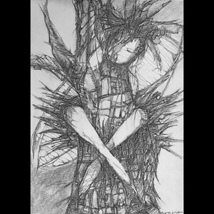 TREE NYMPH III &quot;Sprig&quot; Monochromatic Print of Original Pencil Drawing by Karen Lorraine