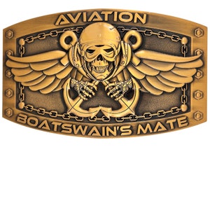 Aviation Boatswains Mate Custom 4.25 Antique Gold Belt Buckle