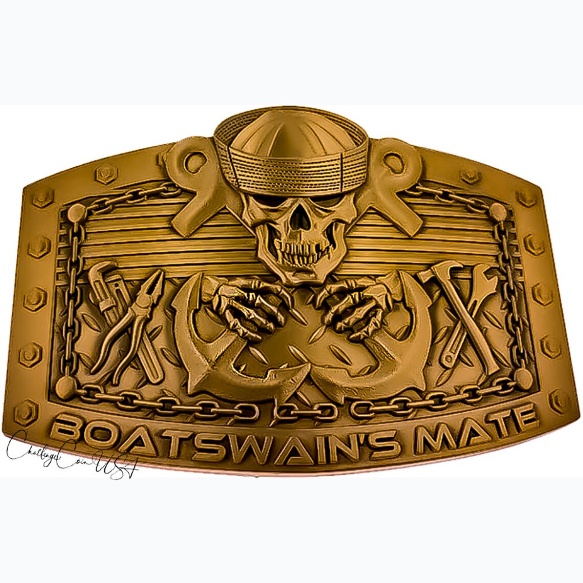 Boatswains Mate Custom 4.25 Antique Gold Belt Buckle Etsy