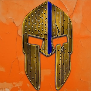 Thin Blue Line Spartan Helmet car Emblem