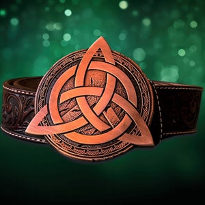 Celtic Trinity Belt Buckle Antique Copper