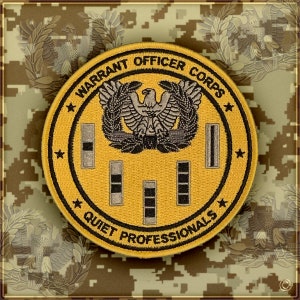 Warrant Officer 5 Inch  yellow & black patch with VELCRO® brand backing