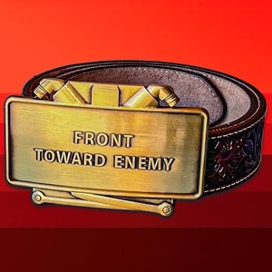 Front Toward Enemy Claymore mine Belt Buckle