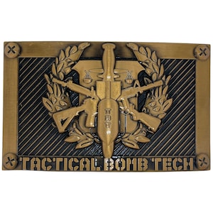 Tactical Bomb Tech Custom 3.25 Antique Gold Belt Buckle