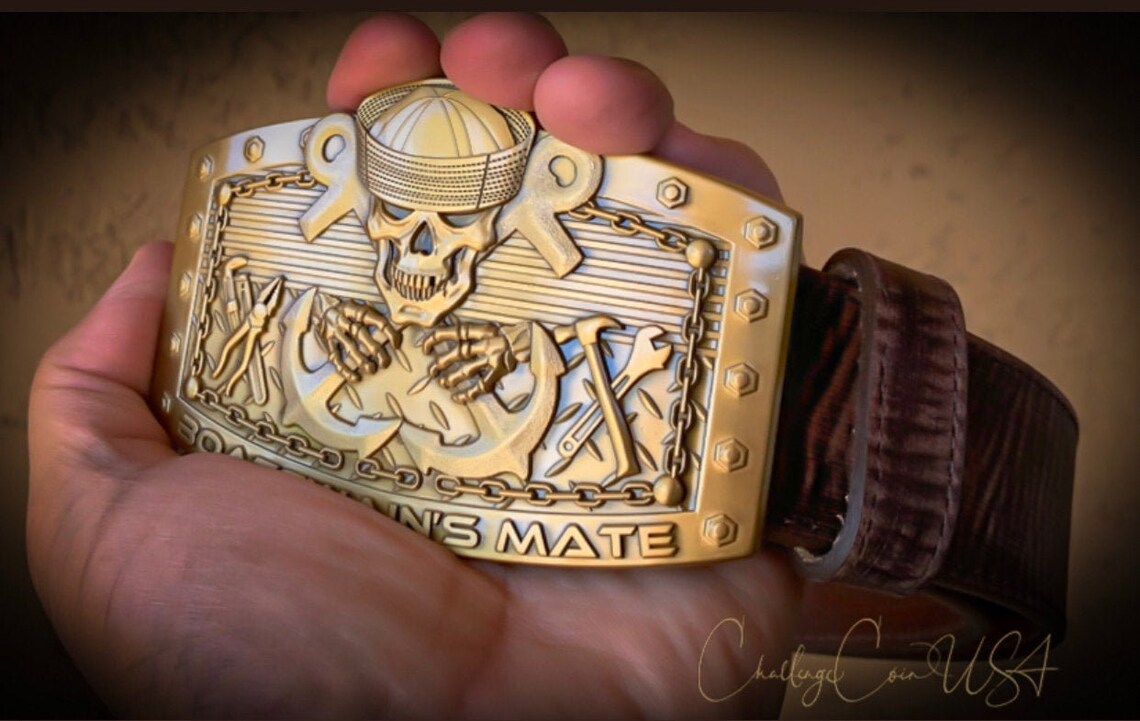 Boatswains Mate Custom 4.25 Antique Gold Belt Buckle Etsy