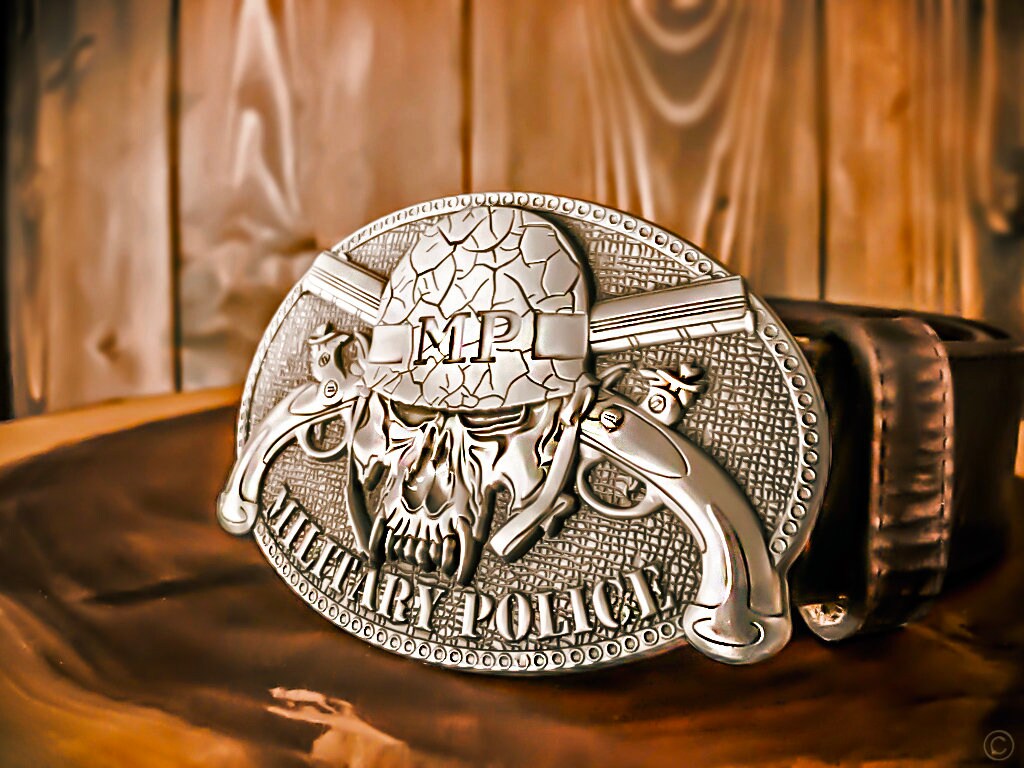 Military Police 4.25 Inch Antique Silver Belt Buckle - Etsy display picture 2