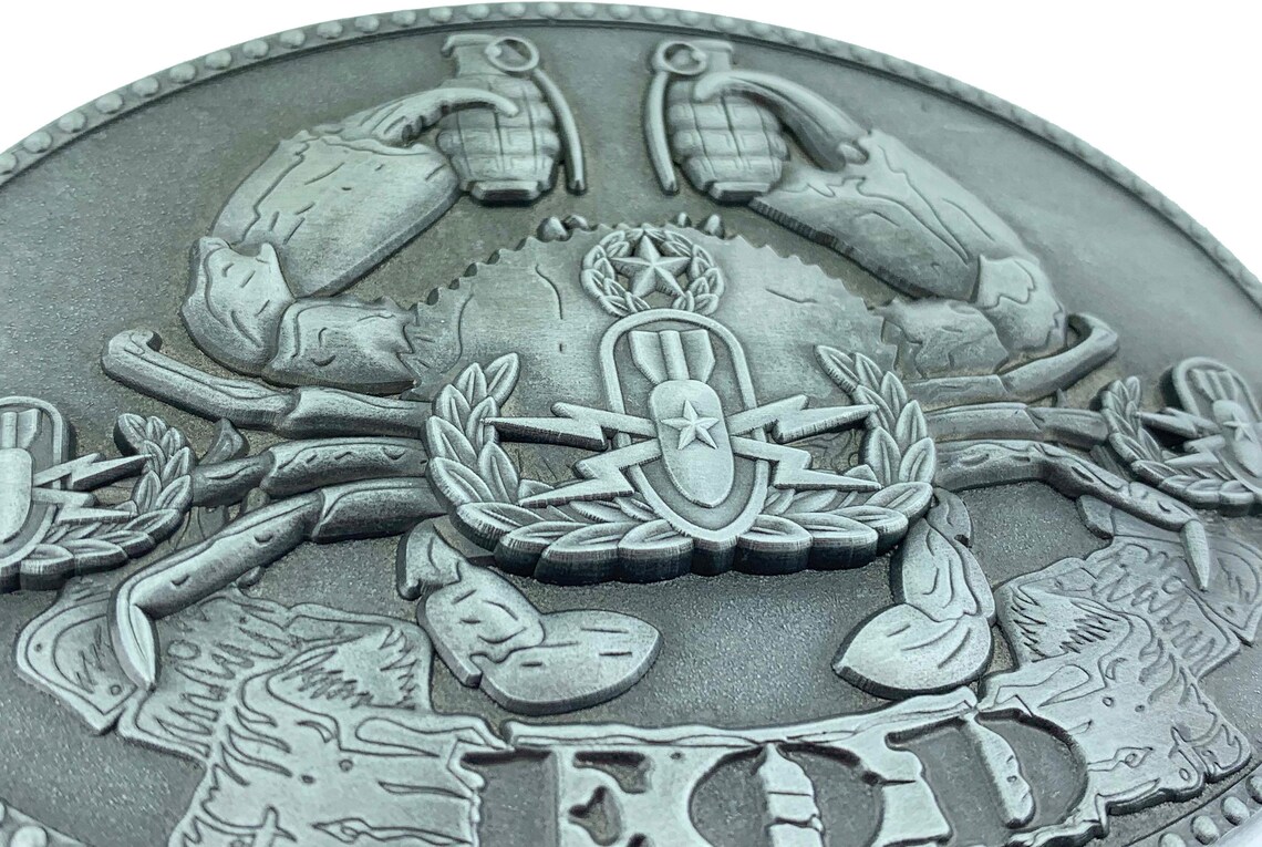 EOD Crab Belt Buckle Old Antique Silver Etsy