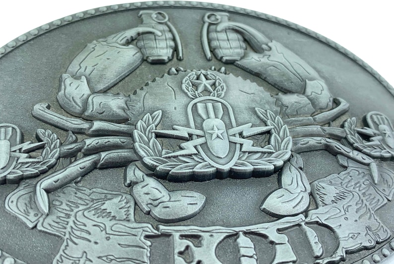 EOD Crab Belt Buckle Old Antique Silver Etsy