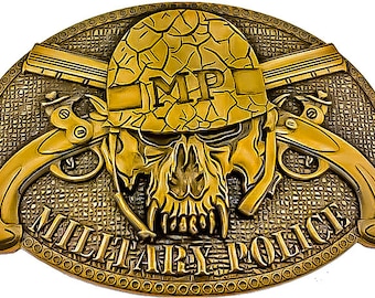 Military Police Inch Antique Gold Belt Buckle