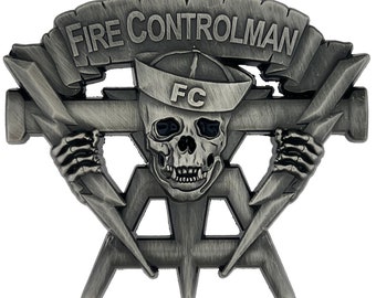 Fire Controlman Skull Antique Silver