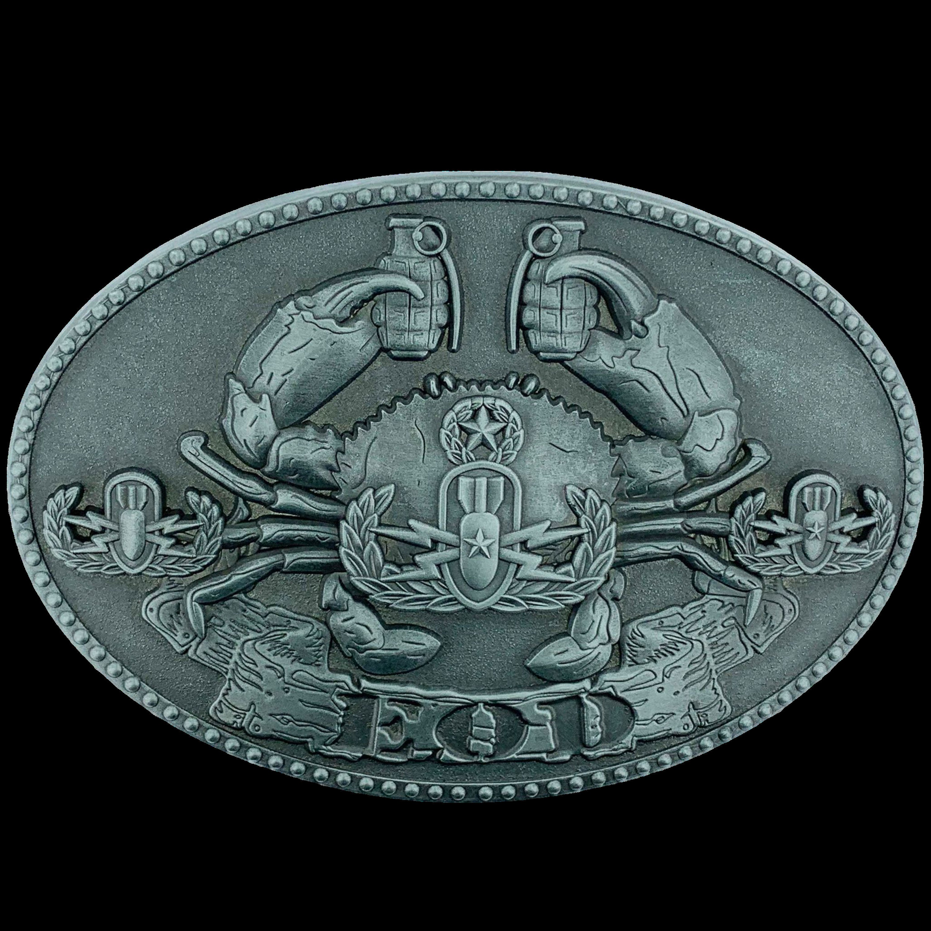 EOD Crab Belt Buckle Old Antique Silver Etsy