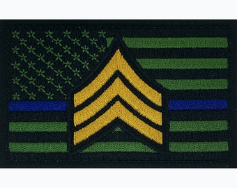 Thin Blue Line SGT Green Patch (Gold)