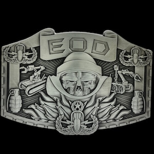 EOD belt buckle Old Antique Silver