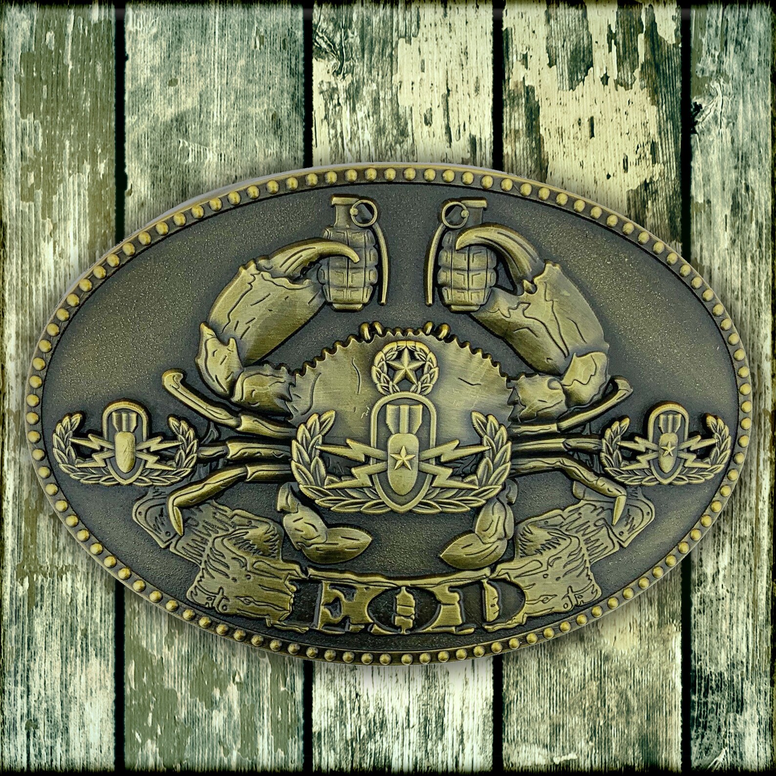 EOD Crab Belt Buckle Old Antique Gold Etsy