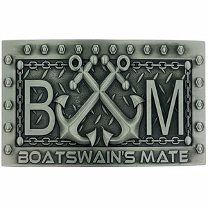 Boatswains Mate Custom 3.25 Antique Silver Belt Buckle