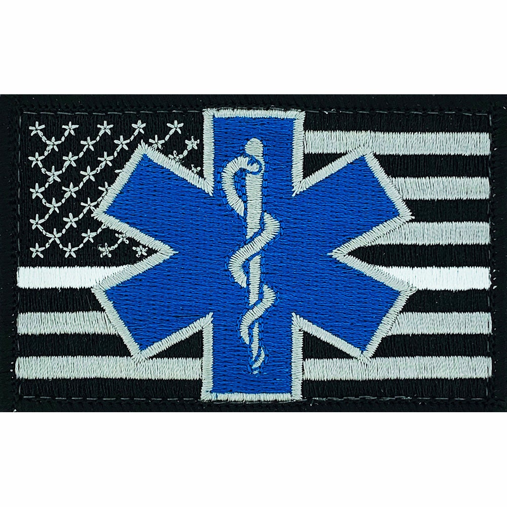 V34 Tactical EMT / EMS star of life Emergency Medical patch Original White  Blue color 2x3 hook Fastener (Premade)