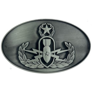 Antik silver EOD-bältesspänne | Gåva för militärveteraner | Utmärkelse för bortskaffning av explosiv ammunition