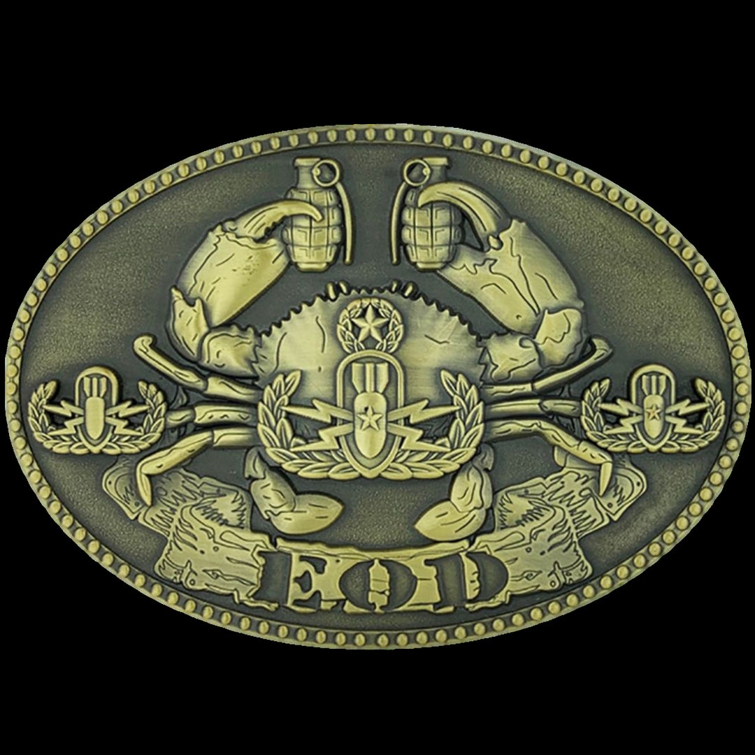 EOD Crab Belt Buckle Old Antique Gold Etsy